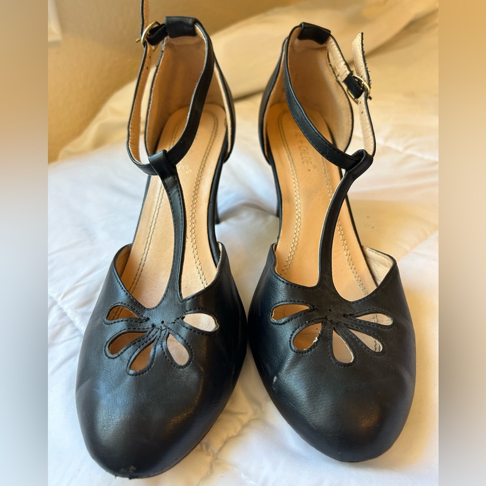 Black Chase + Chloe T-Strap Vintage-Style Heels - Dance Shoes, Rockabilly